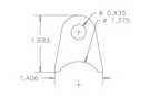 4130 3/16" THK, 7/16" HOLE, 7/8" HT, 1 3/8" TUBE RADIUS CHASSIS TAB - QTY 4